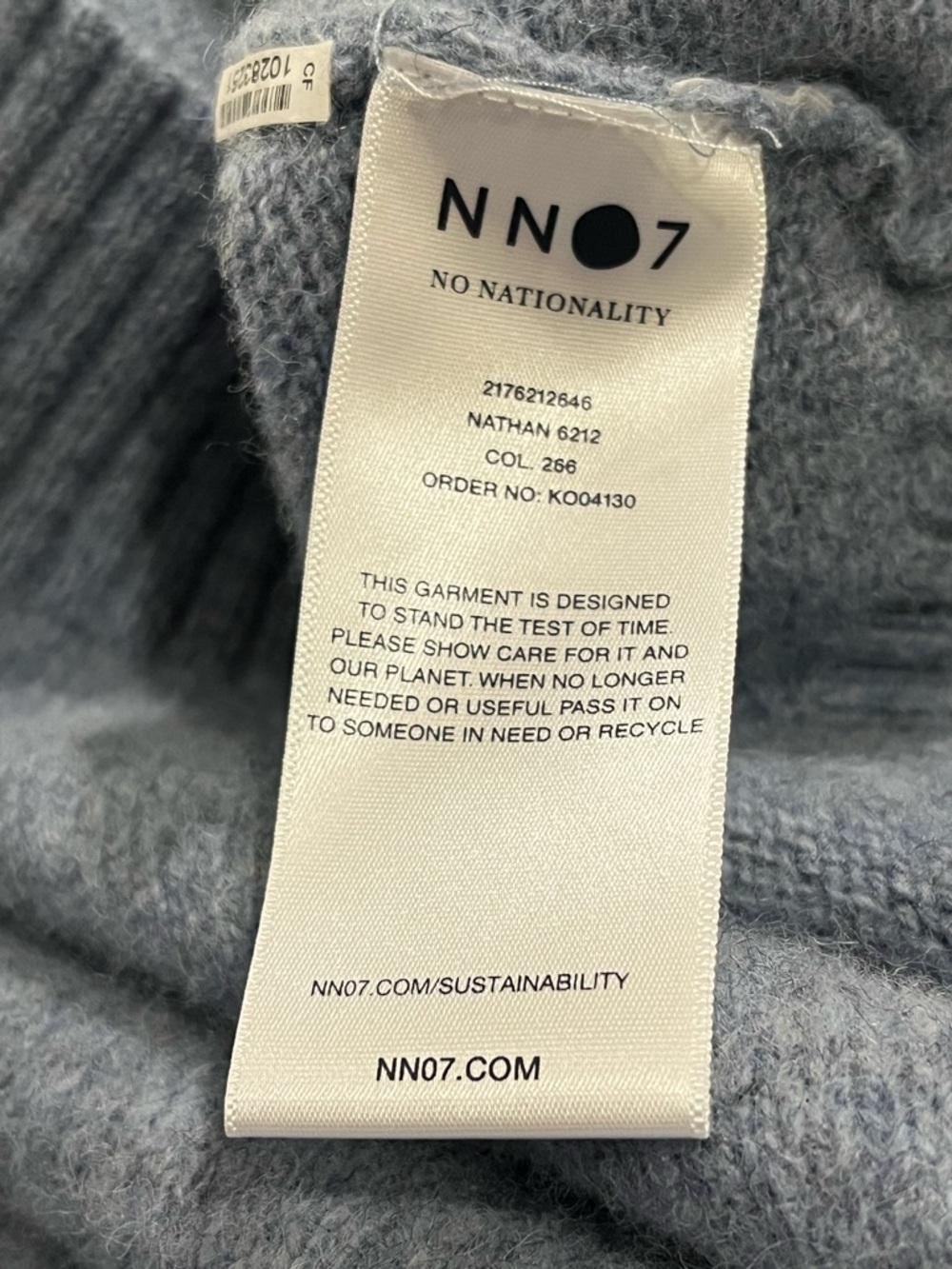 NN07 No Nationality 07 Men’s Nathan Sweater 100% Pure New Wool Light Blue Size L - Picture 6 of 9